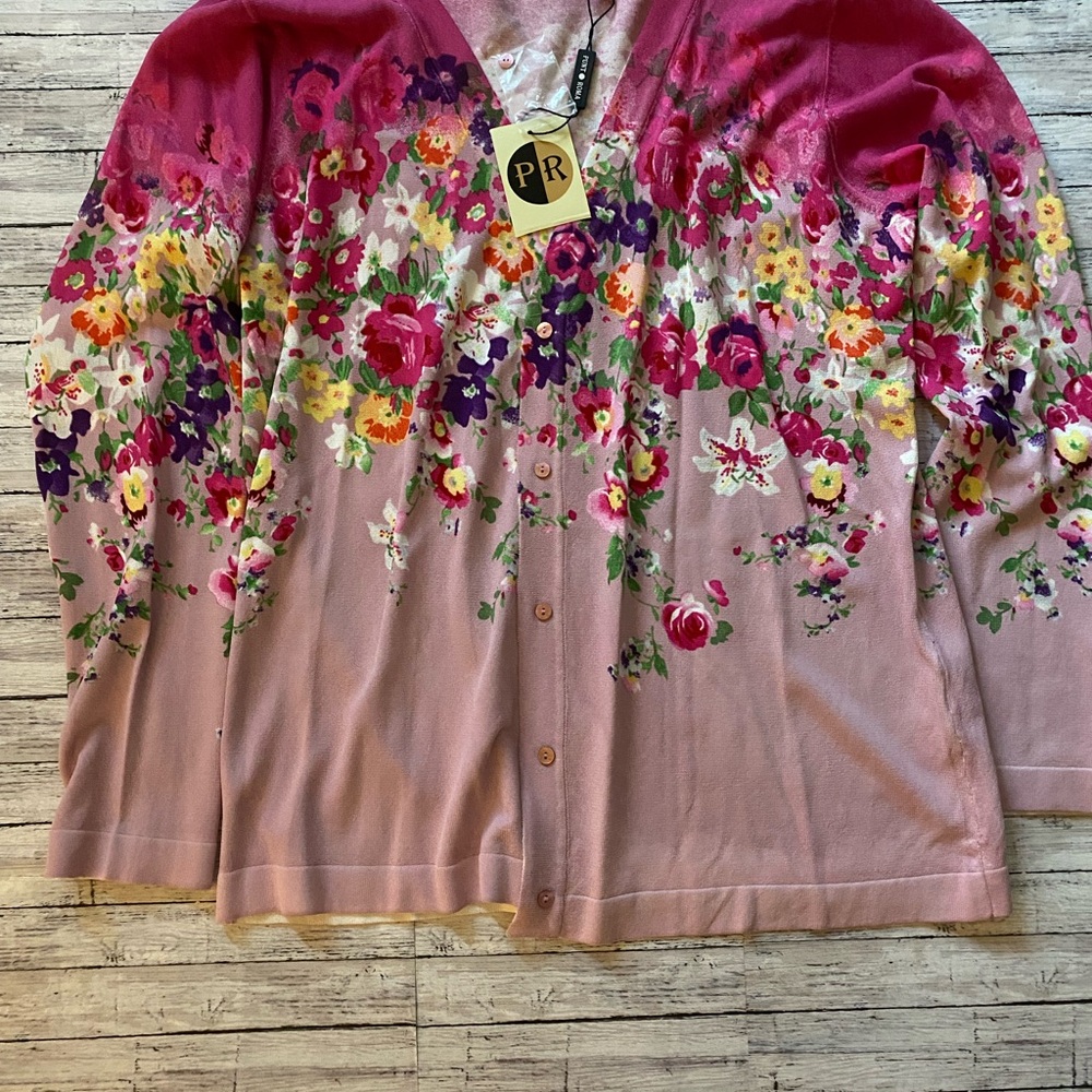 Women's Floral Cardigan in Pink and Purple
